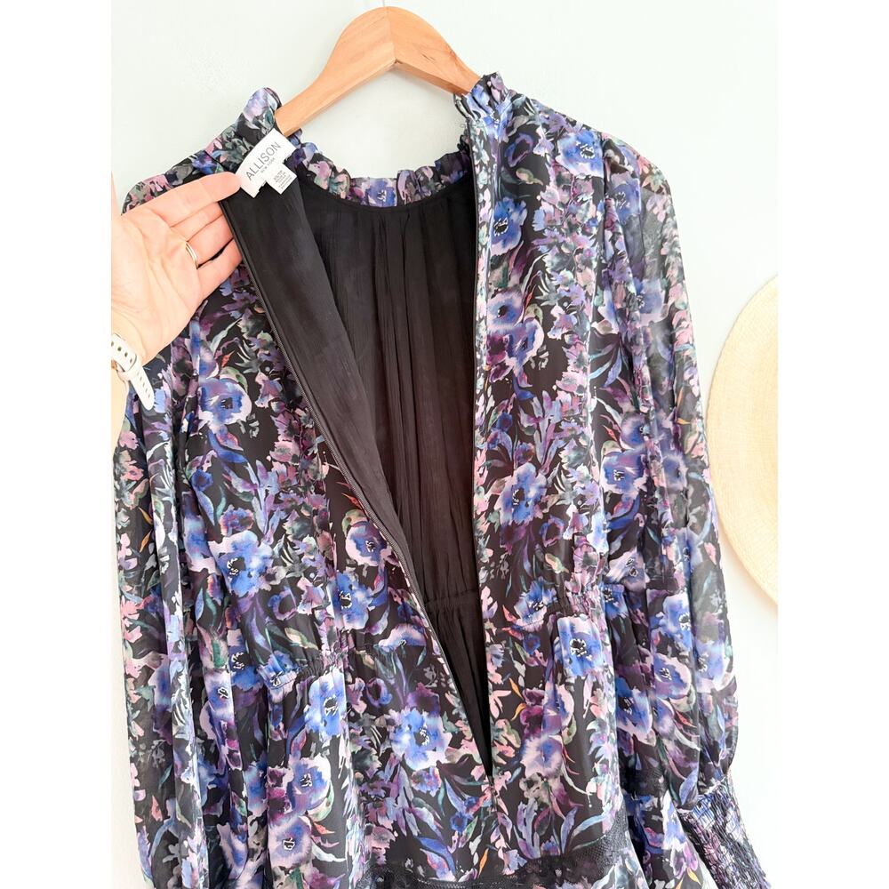 Allison New York | Carter Mini Dress in Fall Florals Purple | Sz XS - Picture 12 of 12